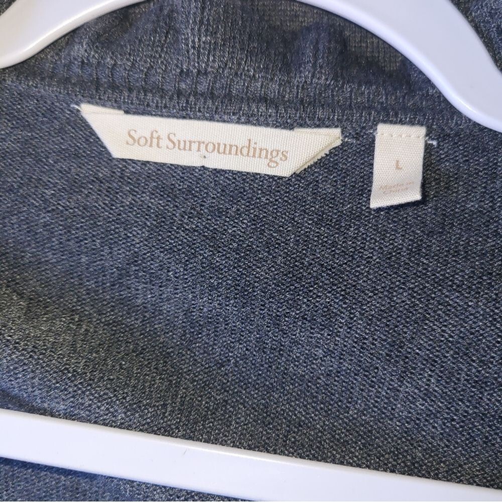 Soft Surroundings Cashmere Blend Open Front Ruffle Trim Lightweight Cardigan - Picture 3 of 4